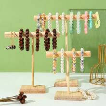 1 pieza Organizador de pulseras y brazaletes de madera, soporte desmontable para exhibición de joyas para uso doméstico - color madera - Ver 8