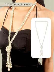 1件 1920年代风格女士串珠项链，仿珍珠串珠，复古摩登女郎风格，时尚仿珍珠长项链，复古服饰首饰项链，茶会礼物。情人节配饰