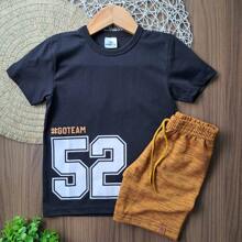 Roupa de Menino Infantil Verão 1 Camiseta e 1 Bermuda Masculina 1 ao 8 Conjunto Masculino - Conjunto Infantil de Verão Menino