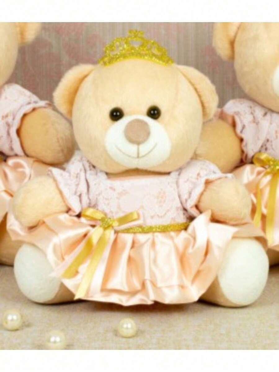 Plush Princess Bear With Petit Dress With Lace 22 Cm - For Niches And Decorations - cá hồi - Xem 1