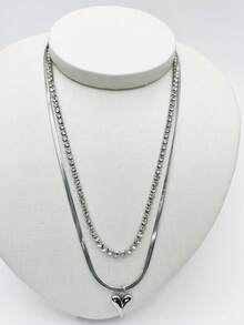 Women's Luxury Love Snake Scale Necklace + Inlaid Single Line Necklace - 銀色 - 查看 6