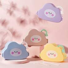 Lunch Box School Work 3 Compartments With Cutlery Fork Spoon Stickers Cloud Shape - Màu vàng - Xem 1