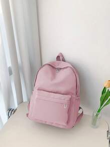Minimalist Purple Functional Backpack for Girls - Purple - View 4