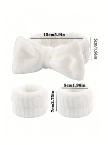 3件套/2件套头带套装（蝴蝶结头带、头带+腕带、毛巾腕带）可重复使用的SPA头带和腕带，纯色蓬松头带，毛绒头带，瑜伽头带，细纤维头带，女士腕带，可调节弹力化妆头带，适用于浴室、清洁、旅行必备及礼品