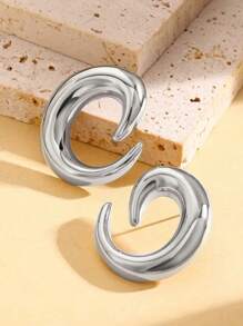 时尚不锈钢几何铸造耳环，奢华精品款C形耳钉，复古时尚跨境流行耳饰 - style1 - 查看 5