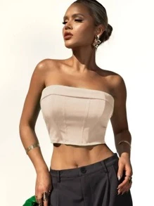 Women's Sulplex Cropped Top With Cups For Summer - 米色 - 查看 1