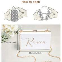 1 件定制透明亚克力方形手拿包，带可拆卸金属链，伴娘和闺蜜礼物，单身派对礼物，便携、多功能、轻便、功能性、实用、多用途、色彩鲜艳、可爱、有趣、卡哇伊、度假氛围/度假、极简主义、男女通用、休闲、通勤、定制、个性化、独特、定制、男朋友、女朋友、家庭、女性、新手和白领、朋友 - 彩色 - 查看 9