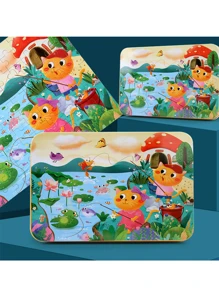 100 Pieces Iron Box Wooden Jigsaw Puzzle Puzzle Children's Puzzle Baby, Cartoon Wooden Early Education Toy, Christmas Gift/ - Multicolor - View 17