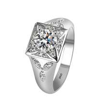 1 件 S925 纯银男士戒指，镶嵌 2 克拉莫桑石，多层叶子设计，带小莫桑石点缀，适合父亲节、聚会、婚礼、派对、嘉年华、礼物、日常佩戴 - 銀色 - 查看 3