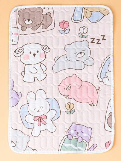 1pc Baby Printed Waterproof Diaper Mat, With Puppy, Kitten, Bear And Rabbit Patterns, Suitable For Newborn Baby Carriages And Carriers, All Seasonsbaby Shower Family Decorations Gifts