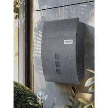 Letter Box With Lock, Wall-Mounted Post Box With Viewing Windows, Name Holder, Weatherproof Post Box With 4 Keys Sleek Curvy Modern Letterbox For Keep Your Mail - 深灰色 - 查看 9