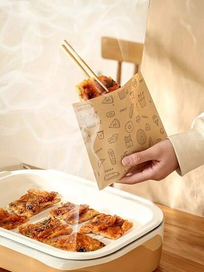 25/50/75 szt. Torby do przechowywania żywności, Torby papierowe odporne na olej na nuggetsy z kurczaka, smażone paski, zapieczętowane torby na kanapki z papieru woskowanego, hamburgery, frytki, organizacja i przechowywanie w kuchni, akcesoria kuchenne