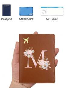 PU护照夹信用卡钱包火车票套旅行配件结婚礼物现金卡收纳包RFID屏蔽证件包旅行返校必备节日礼物首字母26字母图案 - 彩色 - 查看 3