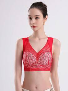 3pcs Summer Lace Small Floral Lce Silk Thin Seamless Gathered Side Breast Vest LargeSize Seamless Beautiful Back Bra One-Piece Tube Top Underwear Thin Large ChestSmall Bra