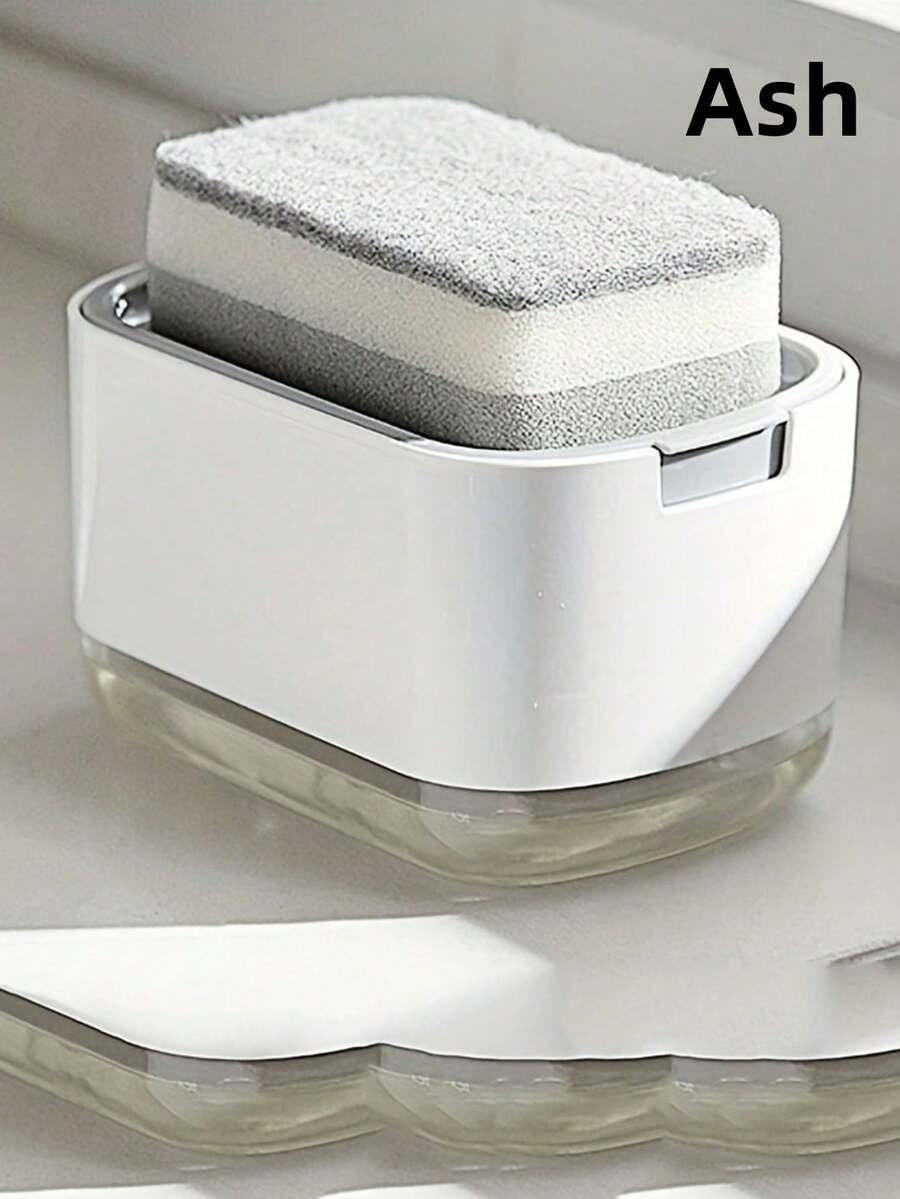 1入組塑料洗碗海綿架，白色洗碗皂液器，