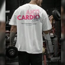 Anticardio Oversized T-Shirt For Bodybuilding Gym Workout - 白色 - 查看 1
