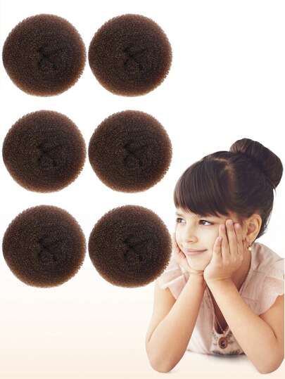 6pcs Hair Small Donut Hair Bun Maker For Girls, Ballet Buns Maker For Girls, Sock Bun Hair Maker, Hair Donut Bun Maker Hair, Easy Bun Hair Bun Maker, (6pcs Brown 2 Inch Size)