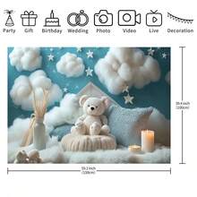 1 pieza Telón de fondo de fotografía con cielo azul y nubes blancas, nueva tela de poliéster multipropósito para decoración de fondo de fiesta 82.7*59.1/59.1*39.4/39.4*29.5 pulgadas, excelente para decoración del hogar, dormitorio, sala de estar, decoraciones de fiesta de cumpleaños de niños, bautizo, baby shower y estudio de fotografía - Multicolor - Ver 14