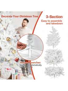7ft White Artificial Christmas Tree Premium Hinged Pine Tree Holiday Party Decoration 1150 Branch Tips Metal Stand - White - View 10