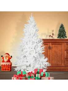 7ft White Artificial Christmas Tree Premium Hinged Pine Tree Holiday Party Decoration 1150 Branch Tips Metal Stand - White - View 1
