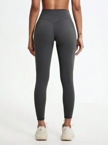 1 Stück Yoga-Hose mit hoher Taille und Hüftanhebung, atmungsaktiv, nude Farbe, für Outdoor, Gym, Laufen, Training, Leggings Tights