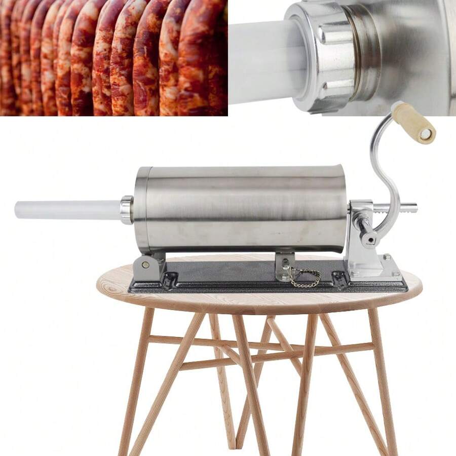 Manuell Wurstfüllmaschine Wurstfüller Edelstahl Wurstpresse Wurstspritze Satz 3L - Silber - Übersicht 1