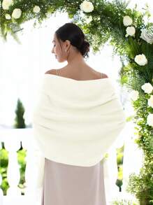 1 件女士围巾羊绒披肩和围巾适合晚礼服伴娘婚礼新娘冬季保暖长款大围巾 - 絨面 - 查看 31