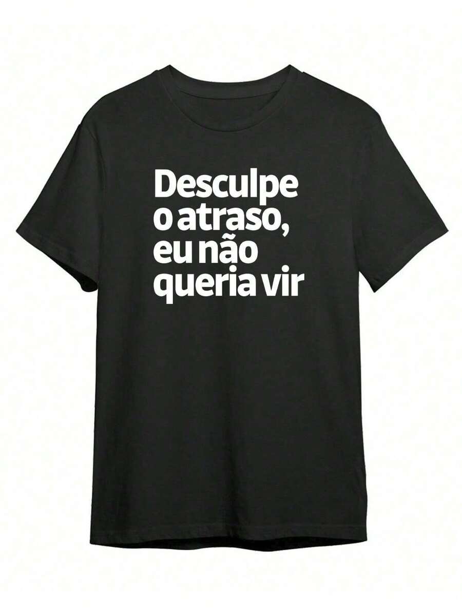 Sorry I'm Late T-Shirt Basic Blouse Unisex T-Shirt Geek Shirt Cotton - 黑色 - 查看 1