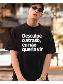 Sorry I'm Late T-Shirt Basic Blouse Unisex T-Shirt Geek Shirt Cotton - 黑色 - 查看 2