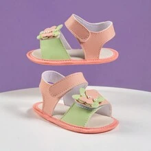 Baby Girl Sandals Female Newborn Children's Sandals Butterfly Non-Slip Sole - Màu Hồng  San hô - Xem 1