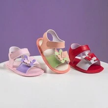 Baby Girl Sandals Female Newborn Children's Sandals Butterfly Non-Slip Sole - Màu Hồng  San hô - Xem 4