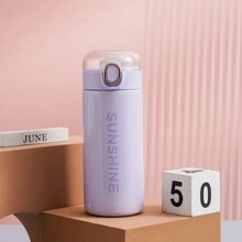 1 pièce Gobelet isotherme de 420 ml/14,2 oz avec paille, tasse de voiture pois, bouteille en acier inoxydable à double paroi, couvercle anti-fuite, portable pour boissons chaudes et froides en extérieur, retour à l'école - Multicolore - View 14