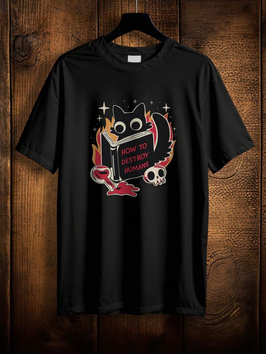 T-Shirt Shirt Meme Cat Kitten Cute Cat Ref 2064 VEST NERD - màu đen - Xem 1