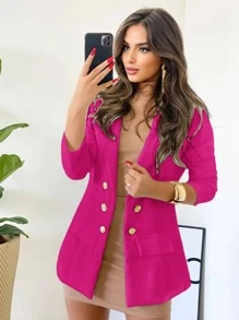Women's Tailored Blazer With Embroidery - 紫羅蘭色 - 查看 2