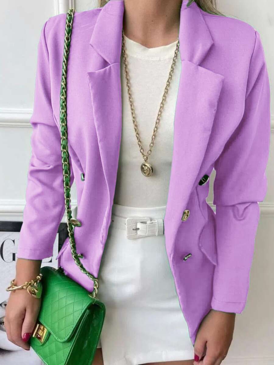 Women's Tailored Blazer With Embroidery - 紫丁香色 - 查看 1