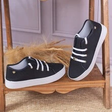 Women's Casual Tennis Shoes Ping Heart Comfort And Style - 黑色 - 查看 2