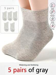 5 Pairs/Oversized Socks For Middle-Aged And Elderly People, Loose Mouth Socks For Obese And Swollen Feet, Plus Excess Fat, Plus Oversized, Spring And Autumn Season, Loose Maternity Socks, Middle-Aged And Elderly Socks, Spring And Summer Loose Mouth Socks, New Silk Socks, Thin Midsole Business Socks, Midsole Socks - Multicolor - View 1