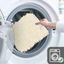 超细纤维浴室地毯，长绒地毯 50x80 厘米，马桶垫，柔软防滑。家居浴室装饰 地毯 户外地毯 门垫 秋季装饰 浴室配件 返校季 玄关装饰 - 米色 - 查看 5