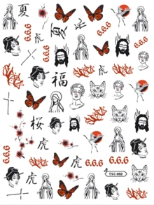 2 件角色指甲贴纸，DIY 工具 - 自粘蝴蝶指甲贴花 - 彩色 - 查看 4