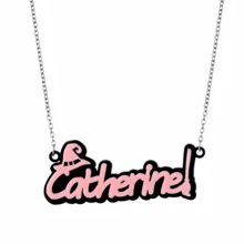 1pc A Variety Of Styles To Choose Custom Women's Acrylic Name Necklace, Locket Collar Chain, Personalized Halloween Hat Broomstick Necklace, Stainless Steel Silver Cross Chain Choker, Party Jewelry For The Best Friend Birthday Gift