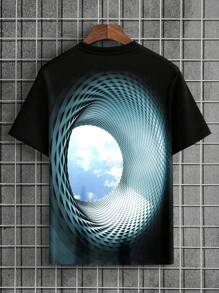 Men's Summer Geometric Print Crew Neck Short Sleeve Casual T-Shirt
