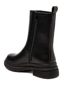 Camel Rhinestone Chelsea Boots – Chic Chunky Flat Boots - Black - View 6