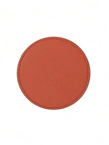 1pc Thick PU Leather Round Coaster, Reverse Both Sides Useable, Anti-Slip Anti-Water Reusable Heatproof Drink Cup Mat - Multicolor - View 14