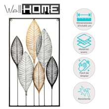 Well Home - Decorazione da parete Foglie in metallo 37x65cm - Tocco naturale e moderno per la decorazione della casa - Multicolore - Visualizzare 2