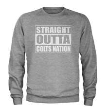 Straight Outta Colts Nation Football  Adult Crewneck Sweatshirt - Black - View 5