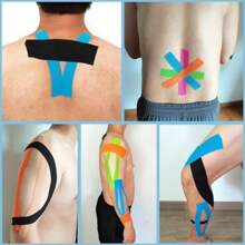 Waterproof Kinesiology Tape, Precut Strips (4 Rolls), Black | Elastic Sports & Weightlifting Tape Supports Muscles. Water Resistant 2.5cm Gym Accessories Gym Bandages Sports Tape