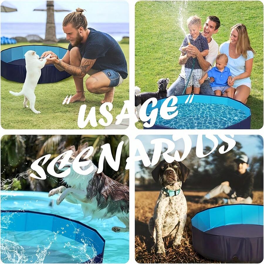 1pc Collapsible Pet Swimming Pool, Hard Plastic Foldable Pet Pool