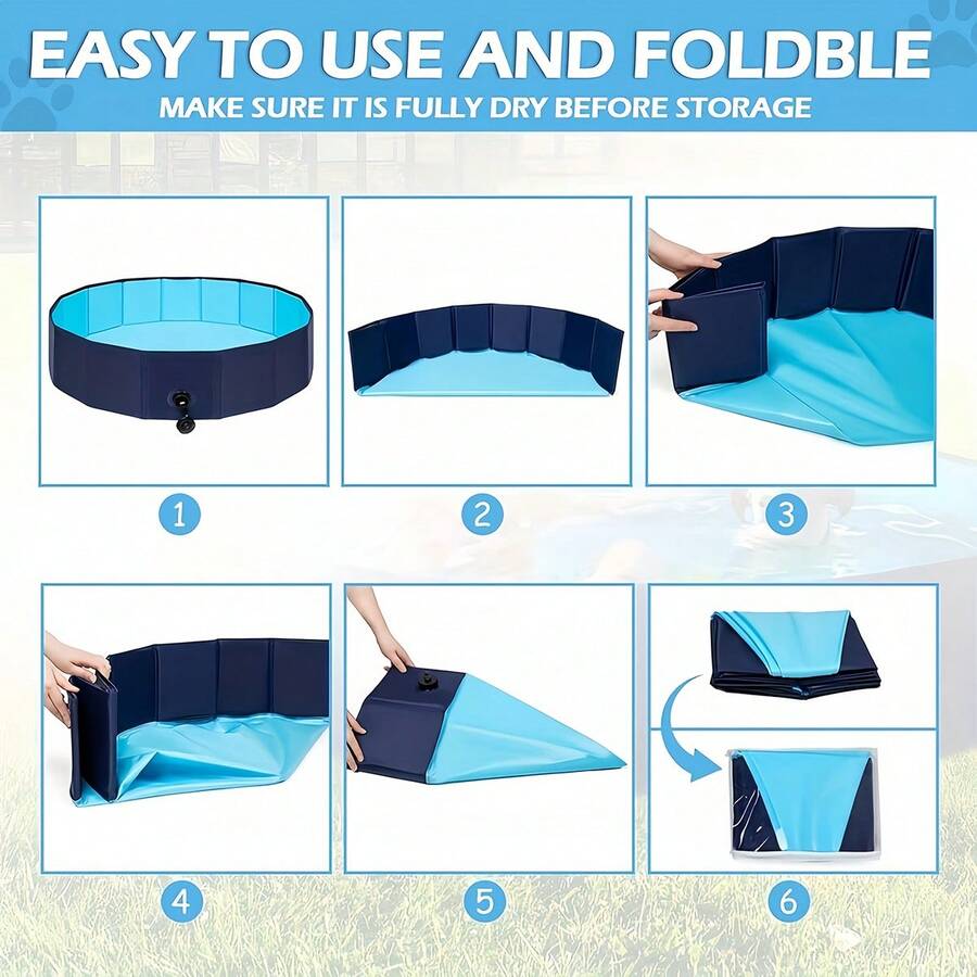 1pc Collapsible Pet Swimming Pool, Hard Plastic Foldable Pet Pool