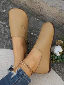 Giày lười đế mềm phong cách Châu Âu mới, giày thường ngày thoải mái, đa năng cho bà/mẹ - Lạc đà - Xem 2