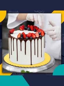 10 件蛋糕板，金色蛋糕板 6/8/10/12 英寸圆形，食品级纸板蛋糕圆形蛋糕底座，防水防油蛋糕纸盘，用于蛋糕 DIY、甜点和工艺品展示